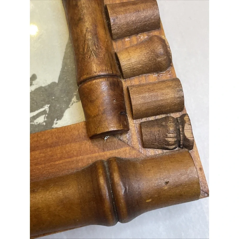 Nice Wooden Bamboo Covered Picture Frame 6‎ x 4 | Self Standing | Asian Style